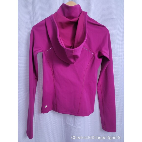 Lululemon 6 Rain Repellent Running Jacket Wild Berry W3FAJS Reflective - Picture 6 of 13